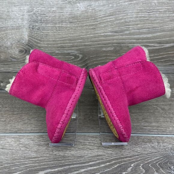 Ugg Caden Toddler Girl Sz 5 Princess Pink Suede Shearling Lined Moccasin Booties - Picture 9 of 10